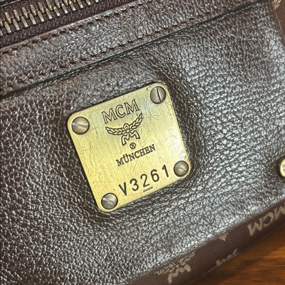 MCM Visetos Glam Handbag Brown Canvas Leather - Picture 3 of 10